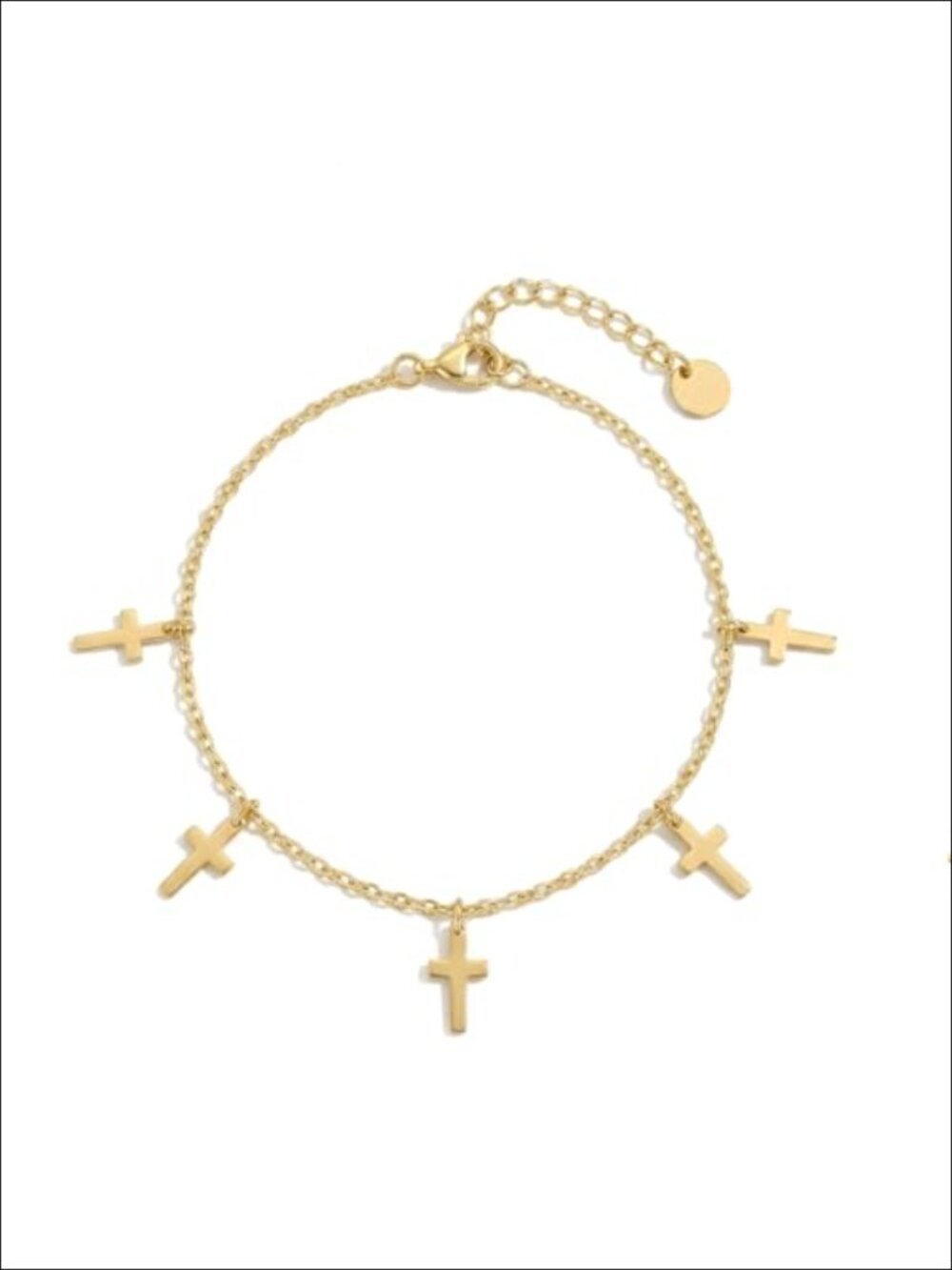 14K Gold Plated Adjustable Chain Cross Bracelet with Diamonds Faith Bracelet